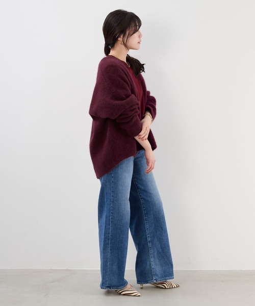正規品 ラクーンカーディガン CLASSY.11月号掲載/洗える】ラクーンブレンドダブルフェイス ニット