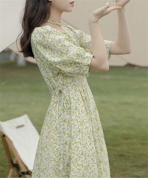 「Dream garden」 半袖ワンピース S ブルー レディース_画像3