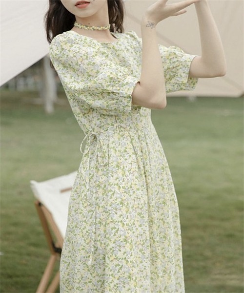 「Dream garden」 半袖ワンピース S ブルー レディース_画像4