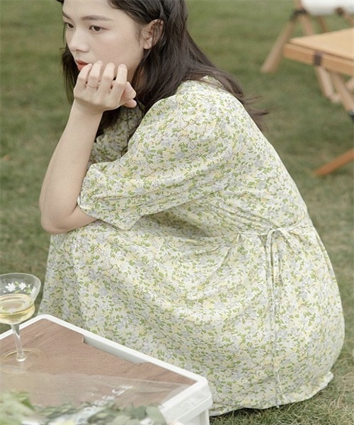 「Dream garden」 半袖ワンピース S ブルー レディース_画像5