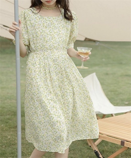 「Dream garden」 半袖ワンピース S ブルー レディース_画像7