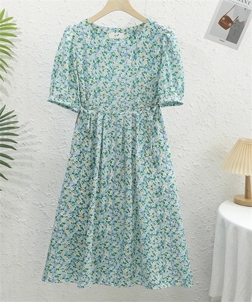 「Dream garden」 半袖ワンピース S ブルー レディース_画像9