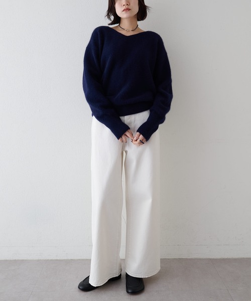 Whim GazetteフォックスウールVネックプルオーバー ニット　セーター フォックスウール Vネックプルオーバー（ニット/セーター）｜Whim