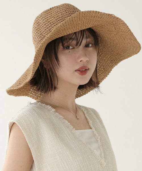 「Little&More」 ストローハット FREE ブラック レディース_画像8