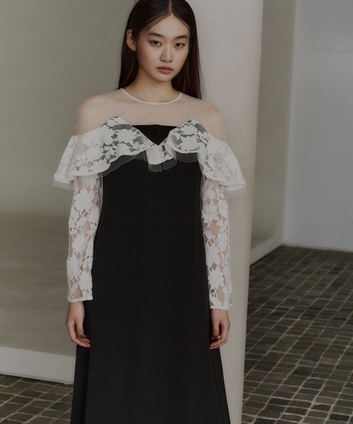 ANDRESD アンドレスド レースラッフルドレス ANDRESD パーティードレス ドレス レースラッフルドレス / lace raffle