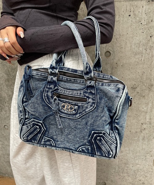 Roger&Raw（ロジャーアンドロウ） ボストンバッグ プレート付き デニム