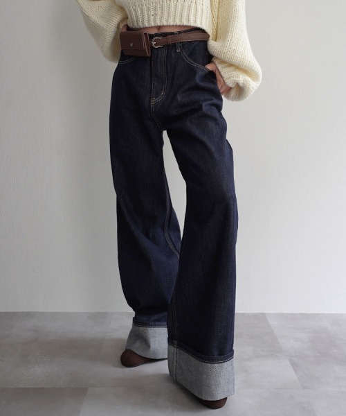Rashik ジーンズ デニム デニムパンツ ロールアップルーズデニム