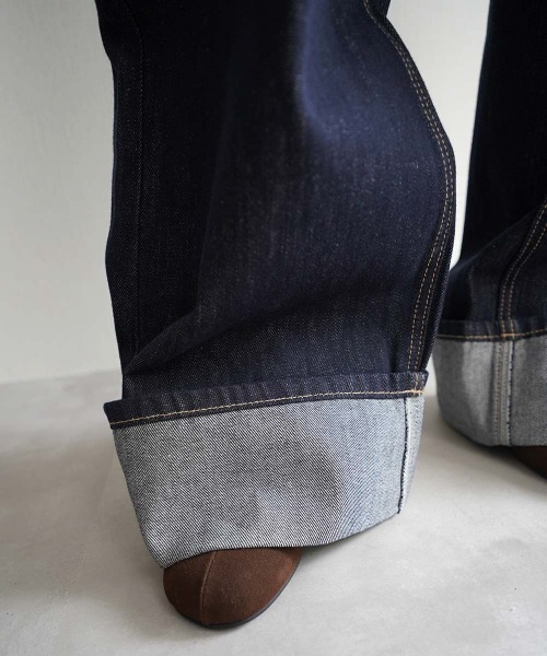Rashik ワイドパンツ ジーンズ デニム デニムパンツ ロールアップ