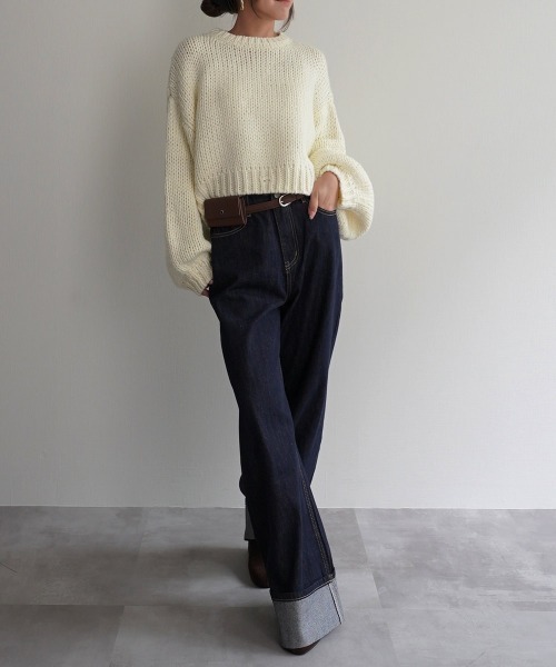Rashik ワイドパンツ ジーンズ デニム デニムパンツ ロールアップ