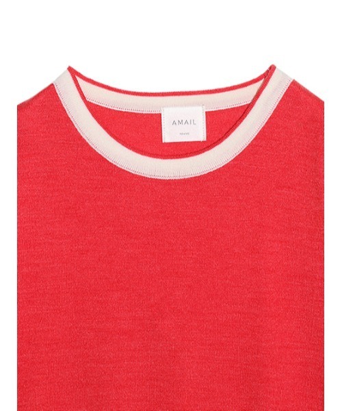 「AMAIL」 半袖ニット FREE レッド レディース_画像2