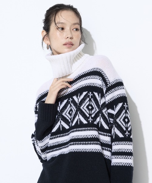 K．T キヨコ タカセ（K．T KIYOKO TAKASE）/ジャカード編み スヌード付きニットプルオーバー K.T KIYOKO TAKASE（K.T キヨコ タカセ） ニット セーター ジャカード