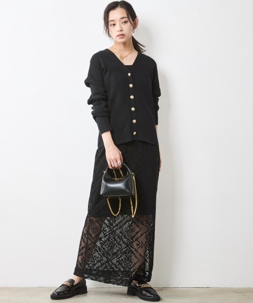 「CHIC STYLE」 キャミソールワンピース 5L ブラック レディース_画像4