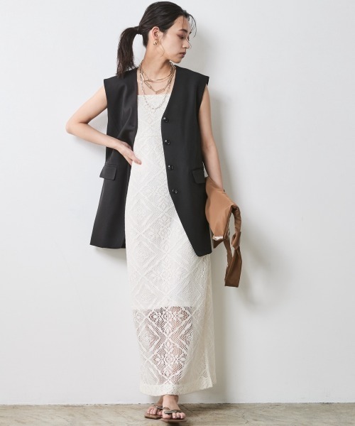 「CHIC STYLE」 キャミソールワンピース 5L ブラック レディース_画像7