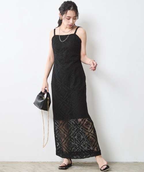 「CHIC STYLE」 キャミソールワンピース 5L ブラック レディース_画像9