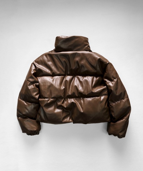 DOUBLE  レザーダウンJKT ブラック ブラウン 中古 L CALIFORNIA OUTFITTERS ダウンジャケット ダウン 11C32 PUレザー中綿