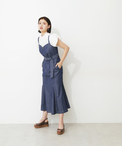 「JILL by JILL STUART」 ノースリーブワンピース MEDIUM ネイビー レディース_画像4