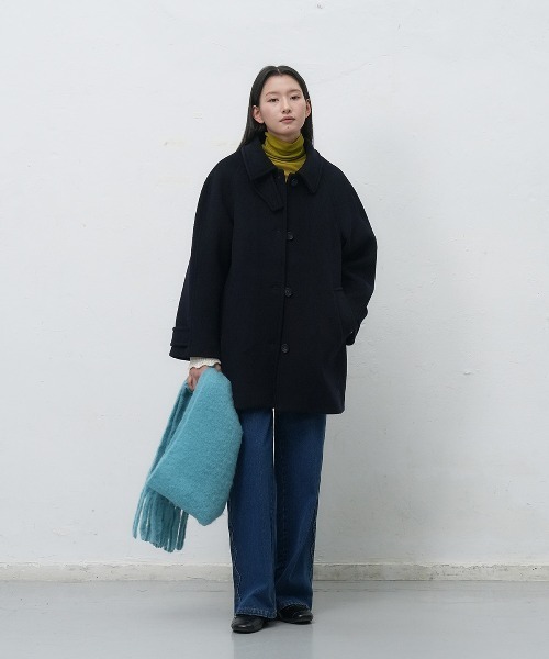 美品　半額以下　23AW ブラームス　ウール　カシミヤ　ハーフ　コート ウールカシミヤビーバー ベルテッドオーバーコート（59-10WI02-204
