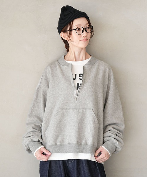SOLAMONAT（ソラモナ） tシャツ ふわりと裏毛 ハーフジッププル