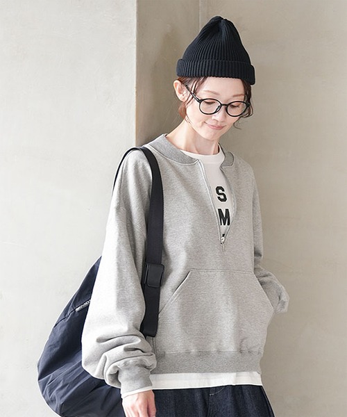 SOLAMONAT（ソラモナ） tシャツ ふわりと裏毛 ハーフジッププル