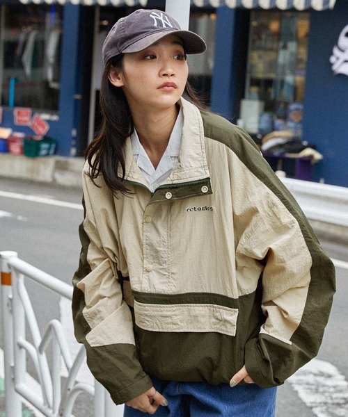 「MONO-MART」 「retock's」ナイロンブルゾン L オリーブ メンズ_画像8