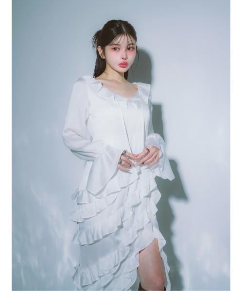 「Darich」 長袖ワンピース FREE ホワイト レディース_画像5