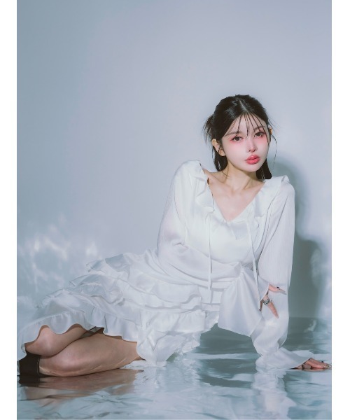 「Darich」 長袖ワンピース FREE ホワイト レディース_画像6