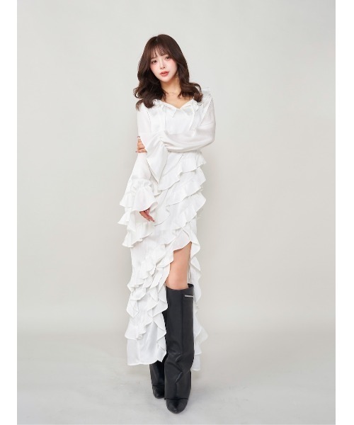 「Darich」 長袖ワンピース FREE ホワイト レディース_画像8