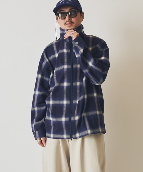 シャツ 「CHEMISE」 スタンドカラー オンブレーシャツジャケット メンズの画像
