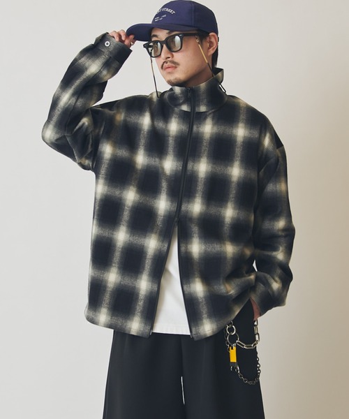 シャツ 「CHEMISE」 スタンドカラー オンブレーシャツジャケット メンズの画像