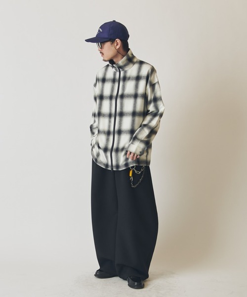 シャツ 「CHEMISE」 スタンドカラー オンブレーシャツジャケット メンズの画像