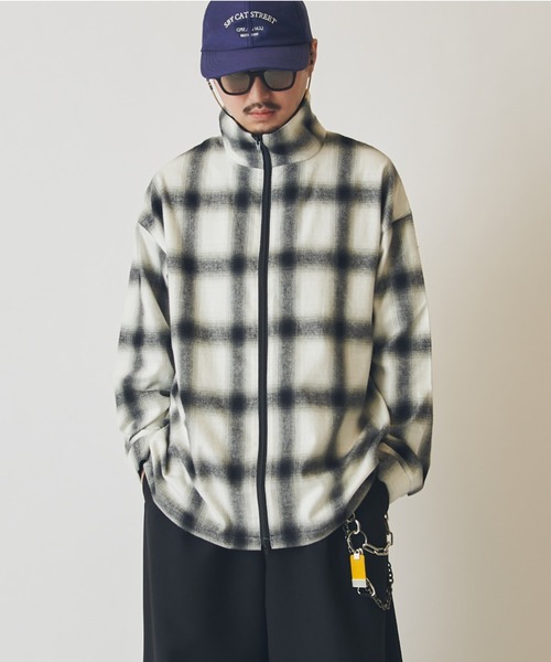 シャツ 「CHEMISE」 スタンドカラー オンブレーシャツジャケット メンズの画像