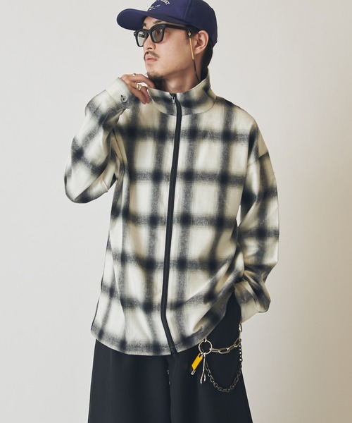 シャツ 「CHEMISE」 スタンドカラー オンブレーシャツジャケット メンズの画像