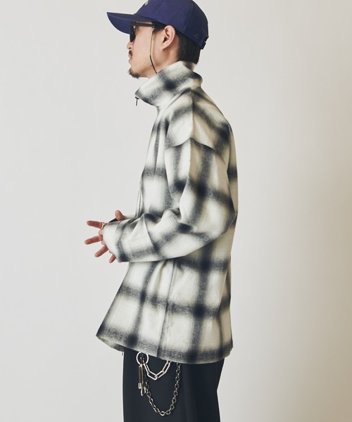 シャツ 「CHEMISE」 スタンドカラー オンブレーシャツジャケット メンズの画像