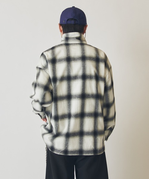 シャツ 「CHEMISE」 スタンドカラー オンブレーシャツジャケット メンズの画像