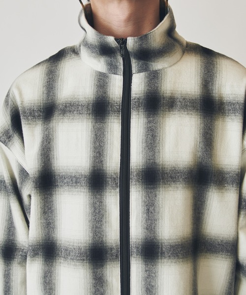 シャツ 「CHEMISE」 スタンドカラー オンブレーシャツジャケット メンズの画像