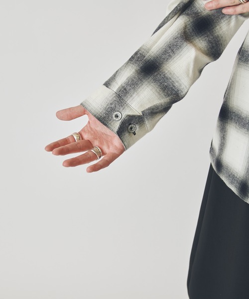 シャツ 「CHEMISE」 スタンドカラー オンブレーシャツジャケット メンズの画像