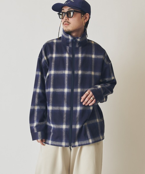 シャツ 「CHEMISE」 スタンドカラー オンブレーシャツジャケット メンズの画像
