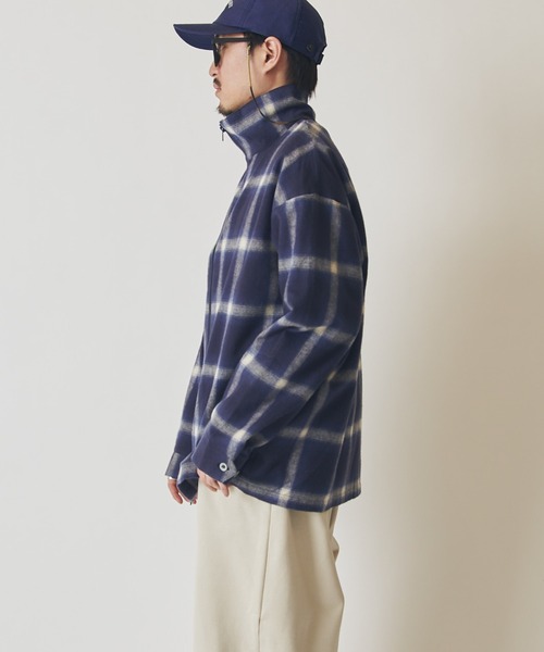 シャツ 「CHEMISE」 スタンドカラー オンブレーシャツジャケット メンズの画像