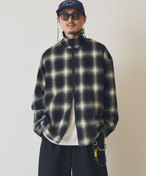 シャツ 「CHEMISE」 スタンドカラー オンブレーシャツジャケット メンズの画像
