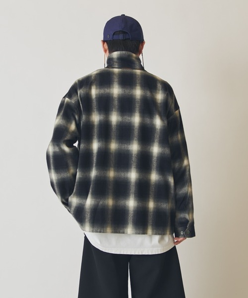 シャツ 「CHEMISE」 スタンドカラー オンブレーシャツジャケット メンズの画像