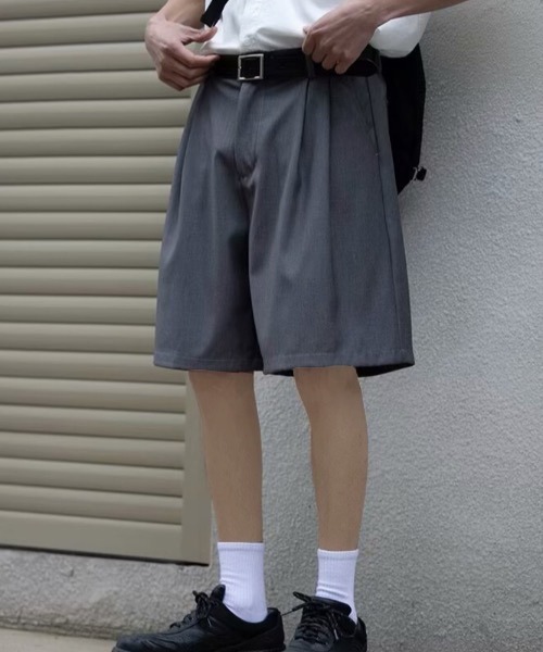 ハーフパンツ スラックス 短パン 「26年春夏新作」2タックハーフ