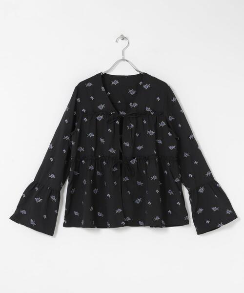 ブラウス シャツ フラワー刺繍ギャザーブラウス レディース : ZOZOTOWN