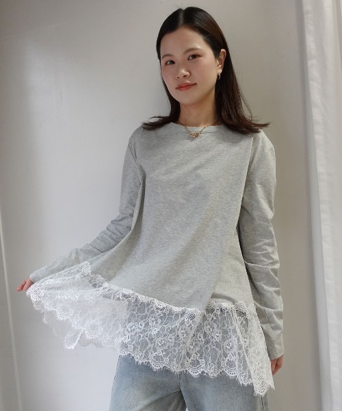 CORNERS（コーナーズ） tシャツ 裾レースロンT レディース : ZOZOTOWN