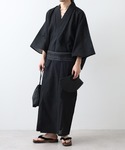 甚平 浴衣 しじら織 浴衣 5点セット 帯 下...の詳細画像3