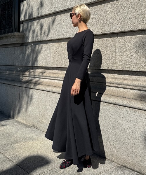 「JENNE」 長袖ワンピース LARGE アイボリー レディース_画像4