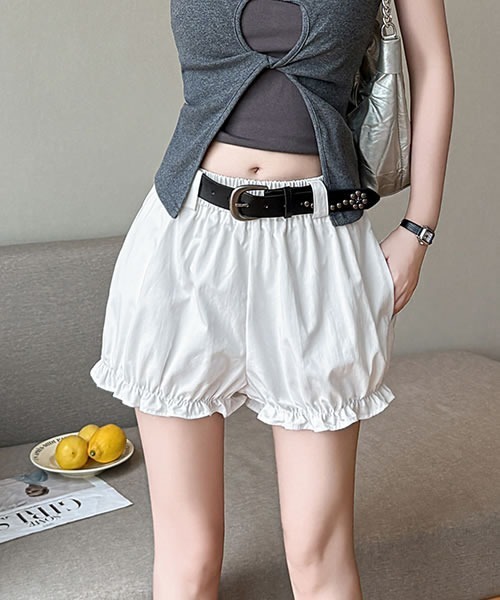 パンツ ベルト付バルーンショートパンツ レディース : ZOZOTOWN Yahoo
