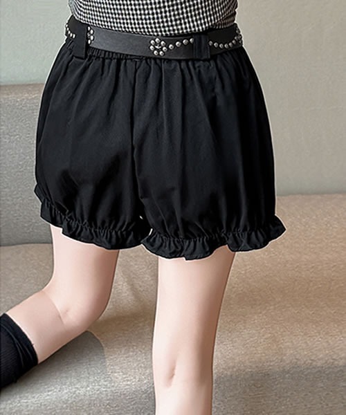 シェリエ ドレープバルーンショートパンツ ブラック パンツ ベルト付バルーンショートパンツ レディース : ZOZOTOWN Yahoo