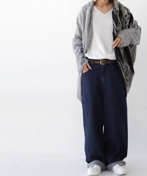 アンティカ 刺繍柄ドルマンカーディガン