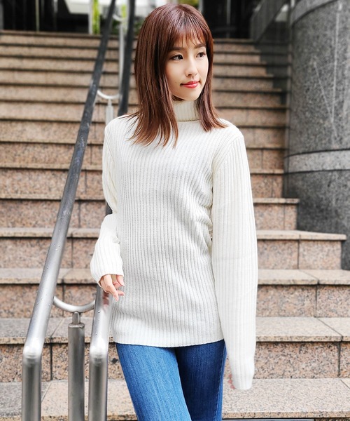 SEA ウールリブニット WESTSEA（ウエストシー） セーター ニット ウールミックス 2×2RIB 長袖