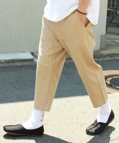 パンツ 【yield select apparel】綿麻プリペラストレッチ クロップドパンツ 003